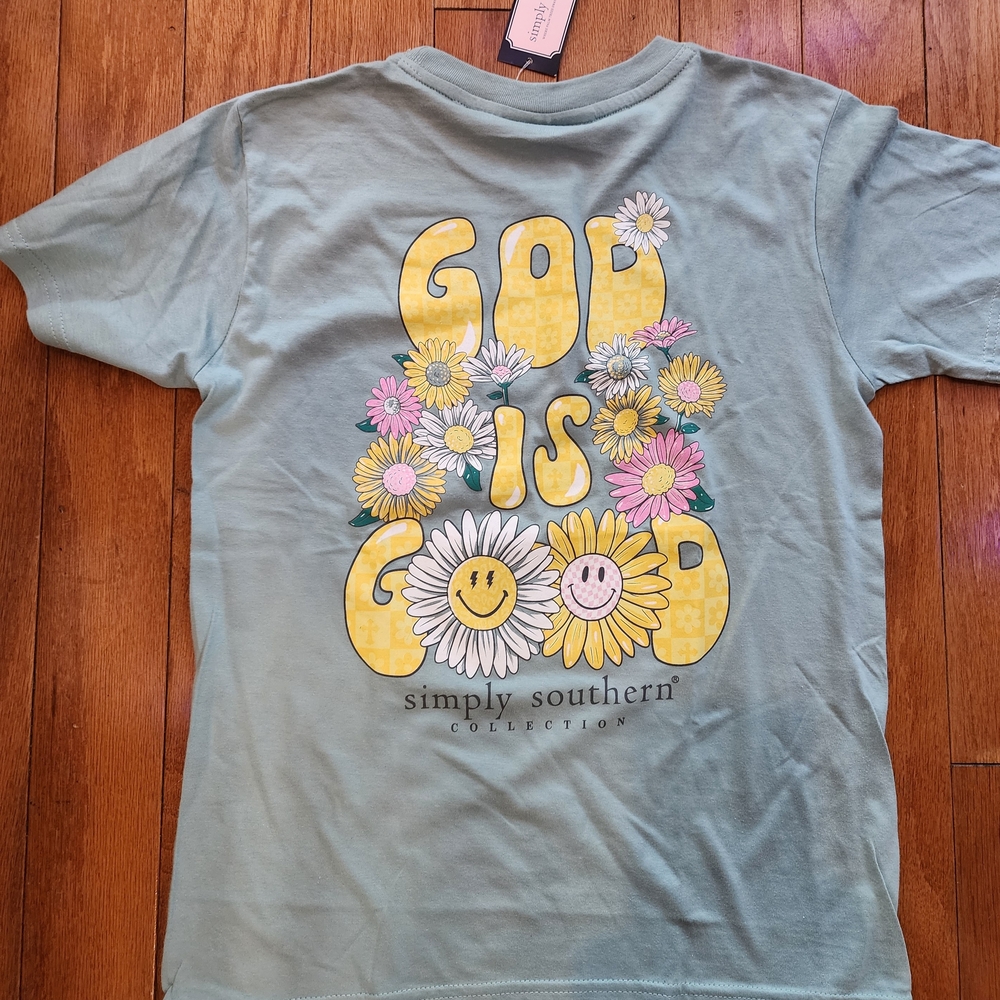 Simply Southern Kids' Green "God Is Good" Graphic Short Sleeve T-Shirt